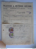 1947 Filature & Filteries Réunies Bruxelles Facture Pour Iddergem Taxe 600,30 + 2,70 Fr - Textile & Clothing