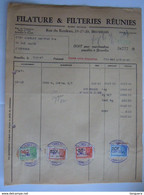 1947 Filature & Filteries Réunies Bruxelles Facture Pour Iddergem Taxe 255,60 Fr - Textile & Clothing