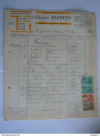 1949 Charles Baeyens Iddergem Manufacture De Lingeries Et Robes Pour Dames Facture Pour Binche Taxe 63,80 Fr - Vestiario & Tessile