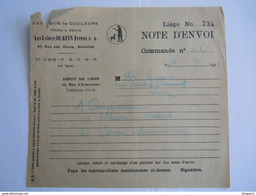 1940 Les Usines De Keyn Frères Bruxelles Fabrique De Couleurs Vernis & émaux Note D'envoi - Chemist's (drugstore) & Perfumery