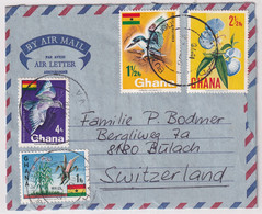 MiNr. 297-298, 300, 314 Ghana 1967, 1. Juni. Freimarken: Nationale Symbole Bedarfsluftpostbrief In Die Schweiz Gelaufen - Ghana (1957-...)