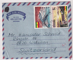 MiNr. 299, 301 Ghana 1967, 1. Juni. Freimarken: Nationale Symbole Bedarfsluftpostbrief In Die Schweiz Gelaufen - Ghana (1957-...)