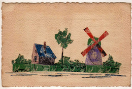 Fantaisies : Carte Avec Découpis Timbres : Moulin à Vent - Postzegels (afbeeldingen)