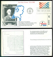 USA 1982 FDC Card 200 Years Of Recognition John Adams First Ambassador In The Netherlands - 1981-1990