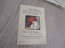 Invitation Vernissage Exposition Henri Deluermoz Galerie Reitlinger Paris 1913 Coq - Historical Documents