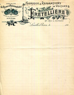 FACTURE.LEVALLOIS PERRET.FABRIQUE & REPARATIONS DE VOITURES.ROUES D'AUTOMOBILES.FRETELLIERE 49 RUE LORRAINE. - Automobile