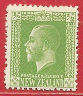 Nouvelle-Zélande N°177 0,5p Vert-jaune (filigrane NZ étoile, Dentelé 14) 1925 * - Ongebruikt