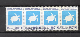 TAAF   N° 677  BANDE DE QUATRE TIMBRES  OBLITERES  COTE 0.80€    TORTUE ANIMAUX FAUNE - Gebruikt