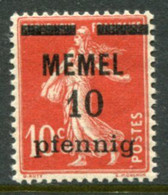 MEMEL 1920 Surcharge 10 Pf. On 10 C... Of France MNH / **.  Michel 19 - Memelgebiet 1923