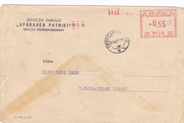 AMOUNT 0.55 RED MACHINE STAMP ON NEWSPAPER HEADER COVER, 1959, ROMANIA - Storia Postale