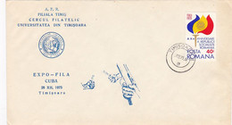 TIMISOARA PHILATELIC EXHIBITION, CUBA, SPECIAL COVER, 1975, ROMANIA - Lettres & Documents