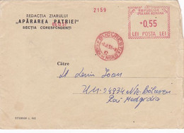 AMOUNT 0.55 RED MACHINE STAMP ON NEWSPAPER HEADER COVER, 1957, ROMANIA - Covers & Documents