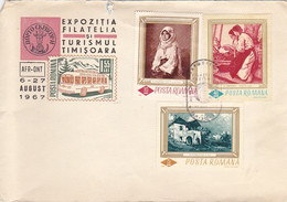 TIMISOARA PHILATELIC EXHIBITION, BUSS, PAINTINGS STAMPS, SPECIAL COVER, 1967, ROMANIA - Brieven En Documenten