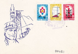 MINERALS, MINES, MINER, WAGON, SPECIAL COVER, 1969, ROMANIA - Minéraux