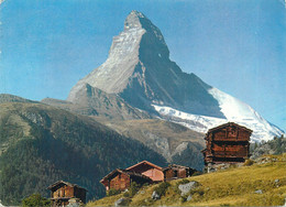 Postcard Switzerland The Matterhorn Mont Cervin Mountain Scenery Wooden Huts - Matt