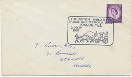 GB SPECIAL EVENT POSTMARKS PHILATELY 1967 The British Philatelic Exhibition Seymour Hall London W.I. - Coach To Left - - Cartas & Documentos