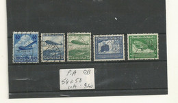 ALLEMAGNE 1936/38 POSTE AERIENNE N° 54 à 58 OBLITERE COTE 9.40  Euros. - Gebraucht