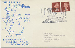 GB SPECIAL EVENT POSTMARKS PHILATELY 1968 The British Philatelic Exhibition Seymour Hall London W.I. - China Day To USA - Storia Postale