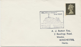 GB SPECIAL EVENT POSTMARKS PHILATELY 1968 Philatelic Society 21st Year 'Royal Iris' Wallasey Cheshire - Brieven En Documenten