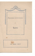 Menu Première Communion Léon [Dutremez], Anvers? 30 Mai 1907 Argenté Gaufré Sur Papier Parchemin - Menus