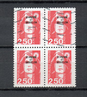 SAINT PIERRE ET MIQUELON N° 553  BLOC DE QUATRE TIMBRES  OBLITERE  COTE  0.80€    MARIANNE DU BICENTENAIRE - Gebruikt