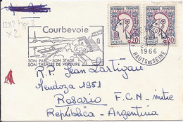 TYPE MARIANNE DE COCTEAU N° 1282 Type 2 X 2  SUR LETTRE DE COURBEVOIE / 29.3.1966 POUR ARGENTINE - 1961 Maríanne De Cocteau