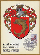 TYPE COQ DE DECARIS N° 1331 SUR CARTE MAX.  DE ST ETIENNE  /3° CONGRES PHIL. / 9-10.10.65 - 1962-1965 Coq De Decaris