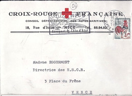 TYPE COQ DE DECARIS N° 1331A SUR L. DE NICE / 15.3.65 + ENTETE CROIX ROUGE - 1962-1965 Cock Of Decaris