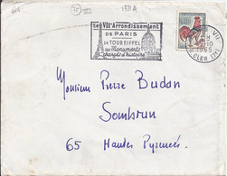 TYPE COQ DE DECARIS N° 1331A SUR LETTRE DE 1965/66 - 1962-1965 Gallo De Decaris