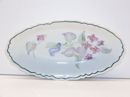 *JOLI PETIT PLAT RAVIER PORCELAINE De LIMOGES Décor Main MJ ROQUES Déco Table  E - Limoges (FRA)