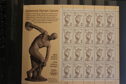 U.S.A. 1996; 100 Jahre Olympische Spiele; Olympische Sommerspiele Atlanta: MiNr. 2750, MNH - Ganze Bögen