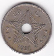 Congo Belge 20 Centimes 1911 Albert I. En Cupro Nickel, KM# 19 - 1910-1934: Albert I