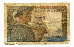 France, 10 Francs, MINEUR, 10=3=1949, N° : N.171-72183, AB (G), F.08.20 - 10 F 1941-1949 ''Mineur''