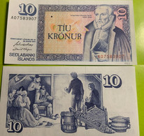 Billet Islande 10 Krone - Island