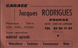 LEVIT De LOMAGNE - GARAGE Jacques RODRIGUES ( Carte Publicitaire) - Lavit