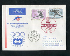 "OESTERREICH" 1964, AUA-Olympiade-Sonderflugbrief "Wien-Innsbruck" (6/65) - Premiers Vols AUA
