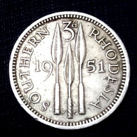 Southern Rhodesia . 3 Pence , 1951 , Km 20 , Agomeza - Rhodésie