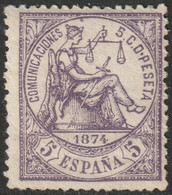 Spain 1874 Sc 202 Espana Ed 144 MH* Crease - Nuevos