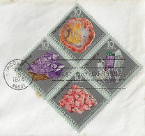 USA United States 1974 First Day Cover FDC Se-tenant Stamp Mineral Amethyst Petrified Stone Rhodochrosite Tourmaline - Minéraux