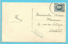 193 Op Kaart Met Omkaderde Blauwe !! Naamstempel THUIN - 1922-1927 Houyoux