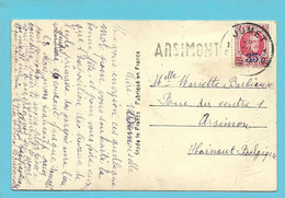 247 Op Kaart Met Stempel JUMET, Met Naamstempel (Griffe D'origine) ARSIMONT - 1922-1927 Houyoux