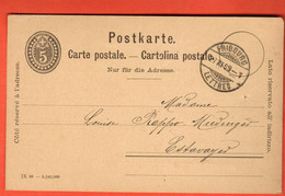 ZUC-38 Entier Ganzsache 5 Rappen Fribourg Et  Estavayer 1899 - Entiers Postaux