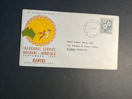 (3 N 4) AUSTRALIA - QANTAS Airline Brisbane To Honolulu Service - First Flight - 7th Se 1963 - Premiers Vols