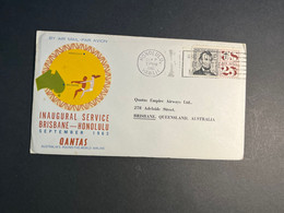 (3 N 4) AUSTRALIA - QANTAS Airline Honolulu To Brisbane Service - First Flight - 8th Sept 1963 - Premiers Vols