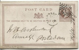 QV Postal Card 1878 With Tandrage Duplex To Portadown - NICE And Clean - Préphilatélie