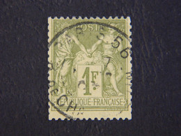 République Française 1 F Dentelé Type Sage I Y&T 82 Olive Clair Oblitéré - 1876-1878 Sage (Type I)