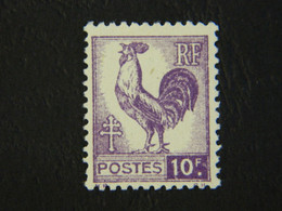 RF Postes 10 F Dentelé Série D'Alger Y&T 646 Violet Neuf Non Oblitéré - 1944 Coq Et Maríanne D'Alger