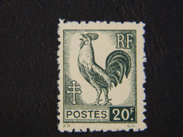 RF Postes 20 F Dentelé Série D'Alger Y&T 648 Vert Noir Neuf Non Oblitéré - 1944 Coq Et Marianne D'Alger