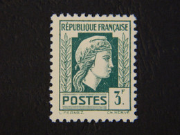 RF Postes 3 F Dentelé Série D'Alger Y&T 642 Vert Foncé Neuf Non Oblitéré - 1944 Marianne Van Algerije