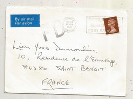 Lettre , GRANDE BRETAGNE, NORWICH, NORFOLK, 1991, FD ( Fausse Direction) , SAINT BENOIT DU SAULT, INDRE - Postmark Collection